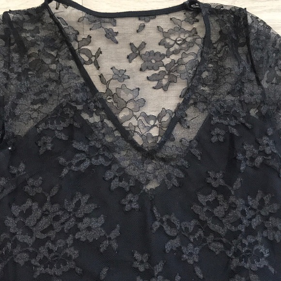 Express Black Lace Mesh Mini Dress - Picture 2 of 7